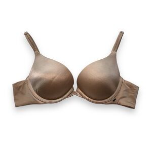 VICTORIA'S SECRET SATIN TAN PUSH-UP BRA · SIZE 34A